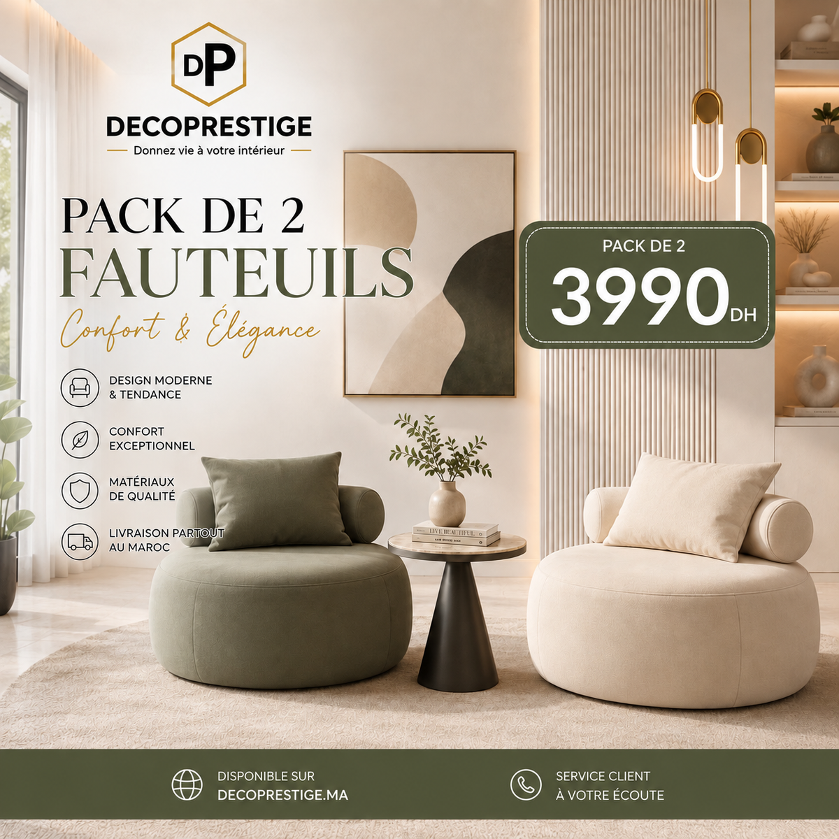 Pack 2 CHAISE D'APPOINT