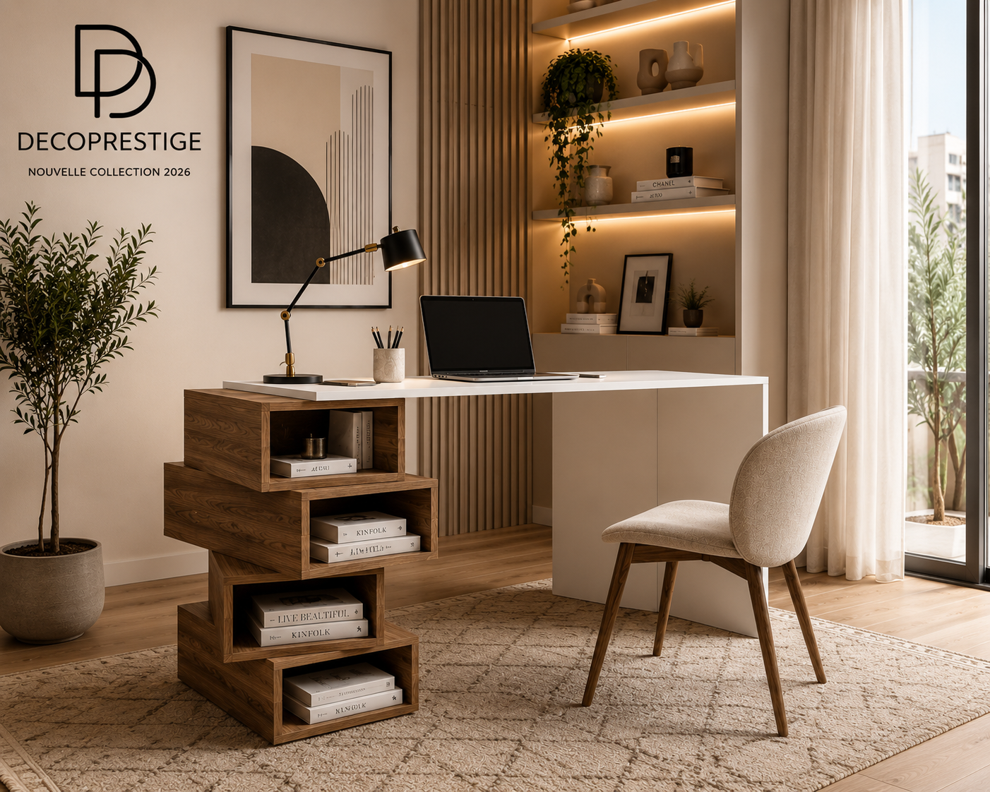 Bureau AKIR – Noyer & Blanc