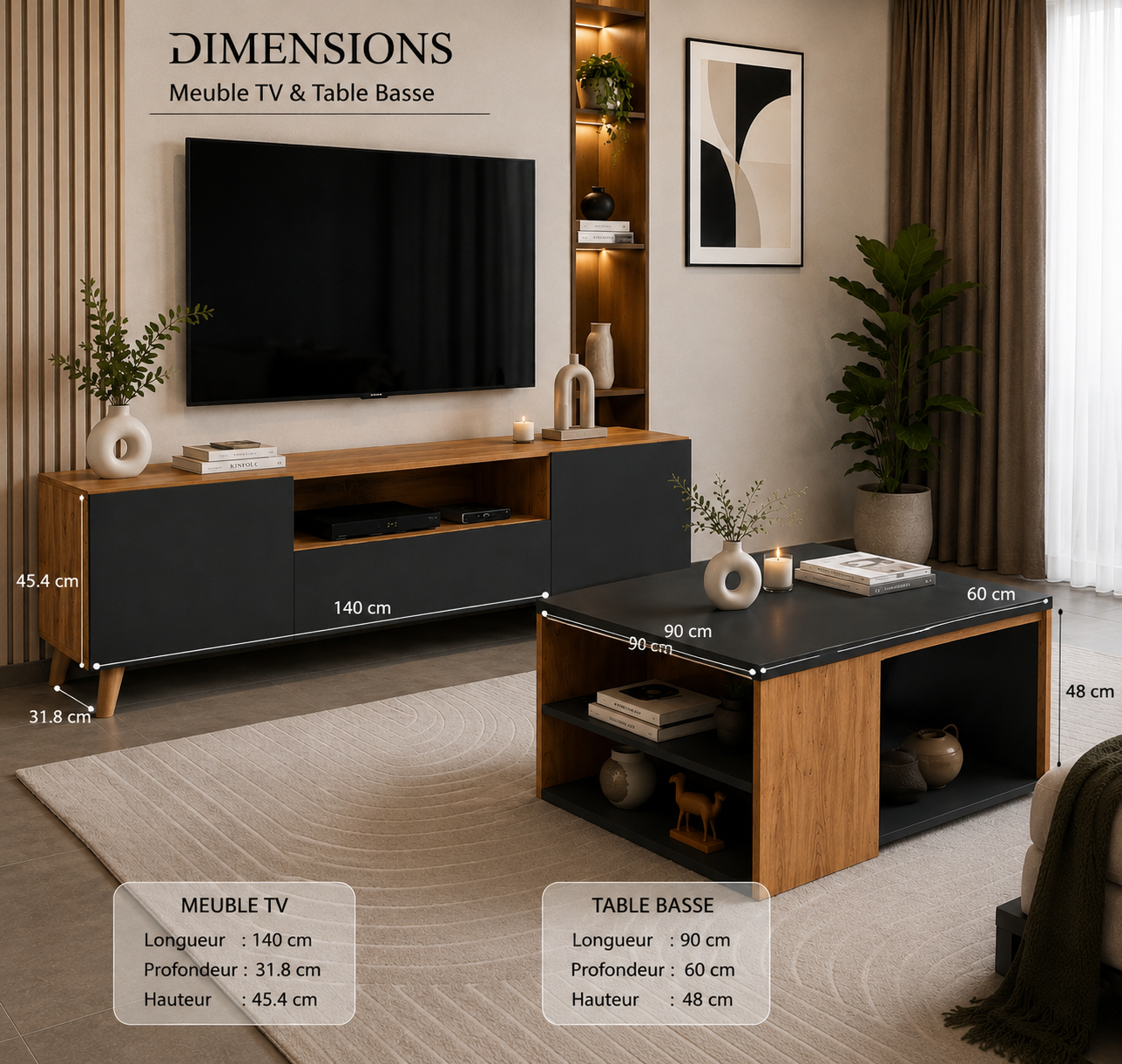 Ensemble Meuble TV + Table Basse Moderne