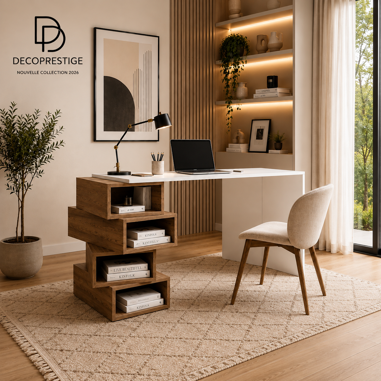 Bureau AKIR – Noyer & Blanc