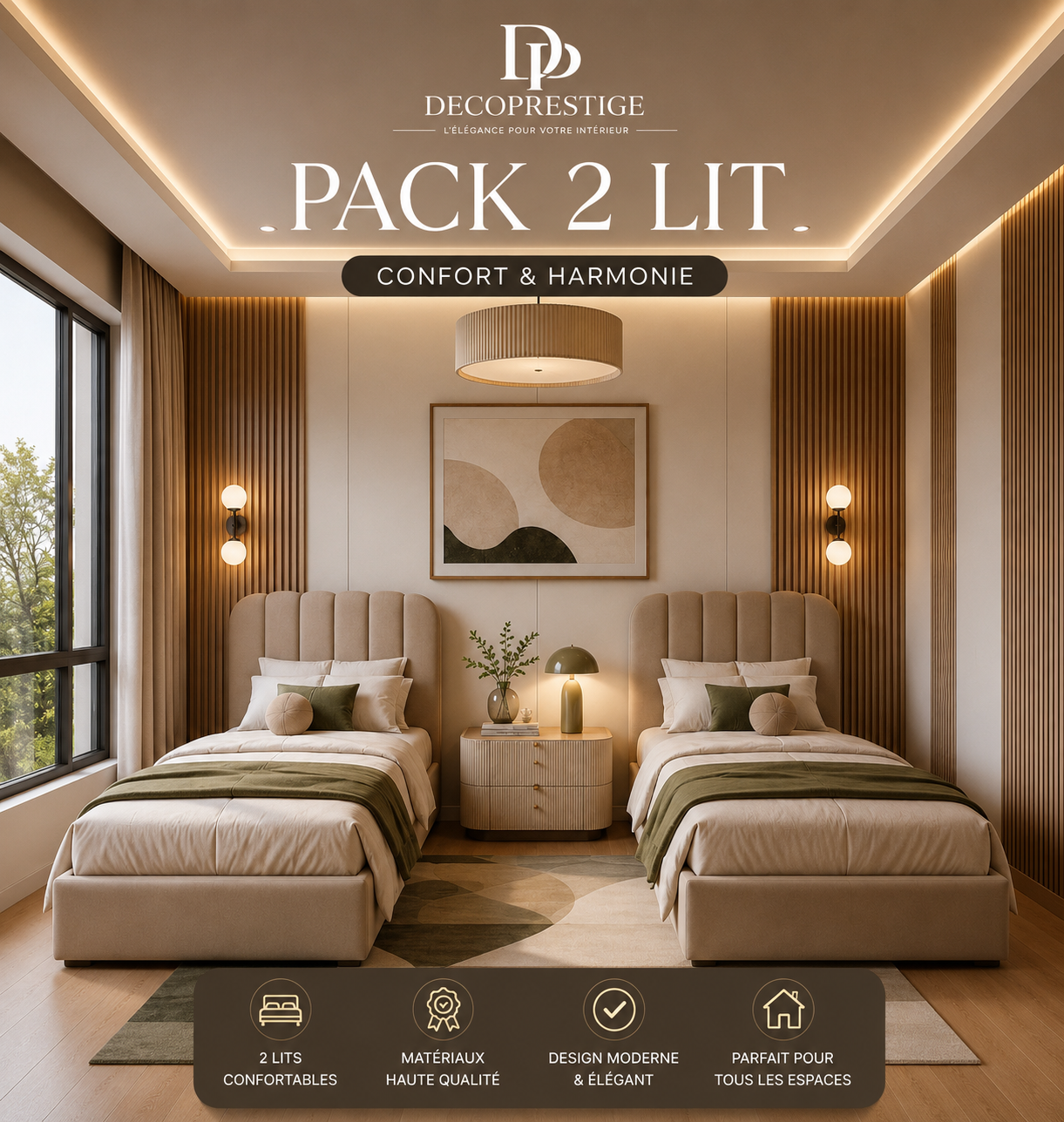 Pack 2 Lits – Confort & Élégance