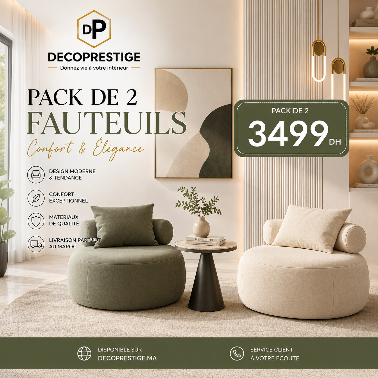 Pack 2 CHAISE D'APPOINT