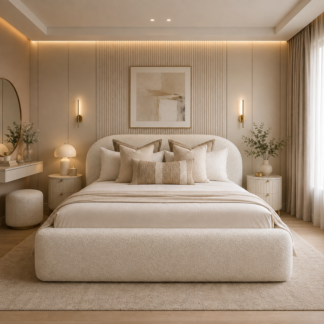 Lit design bouclette blanc