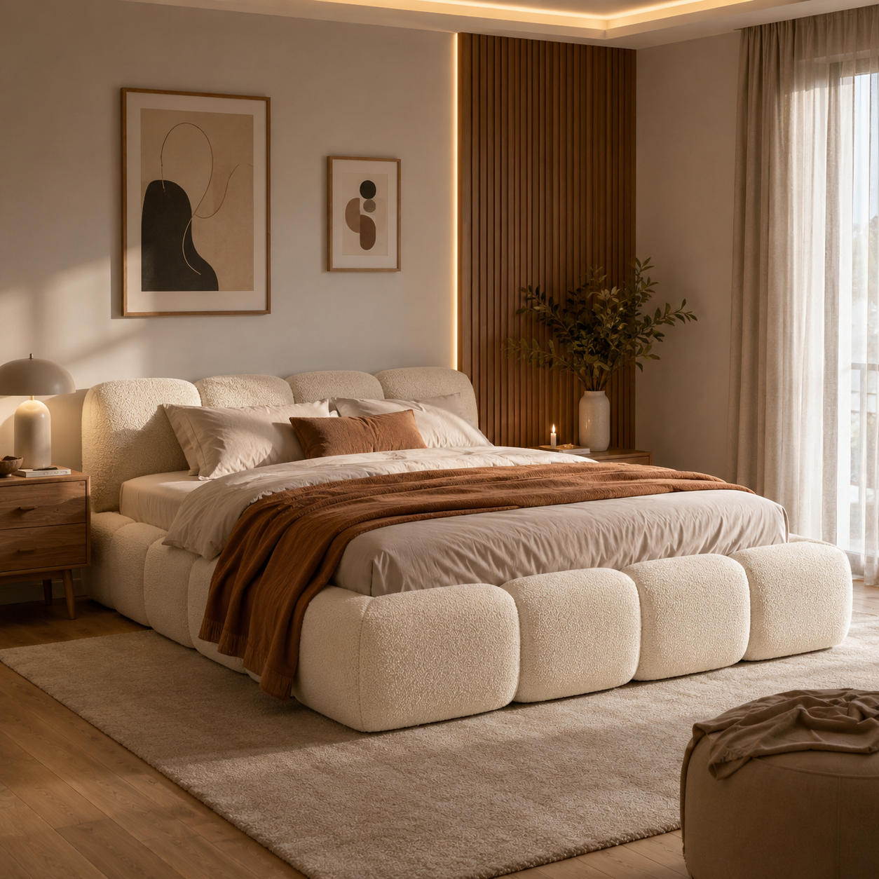 Lit Design Cloud – Tissu Bouclé