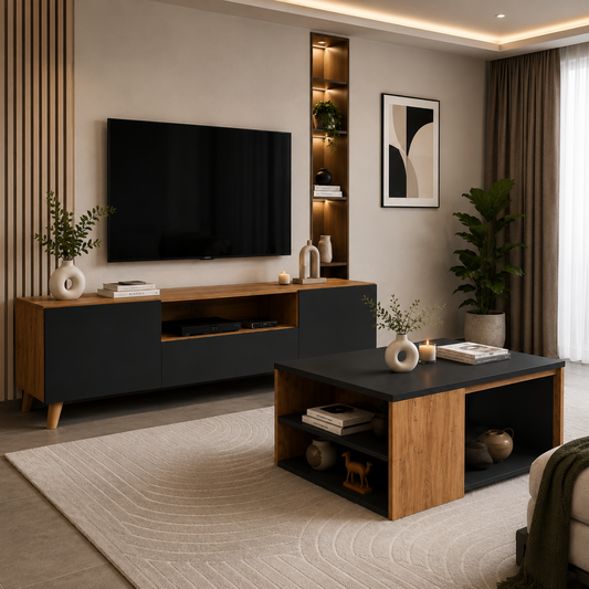 Ensemble Meuble TV + Table Basse Moderne