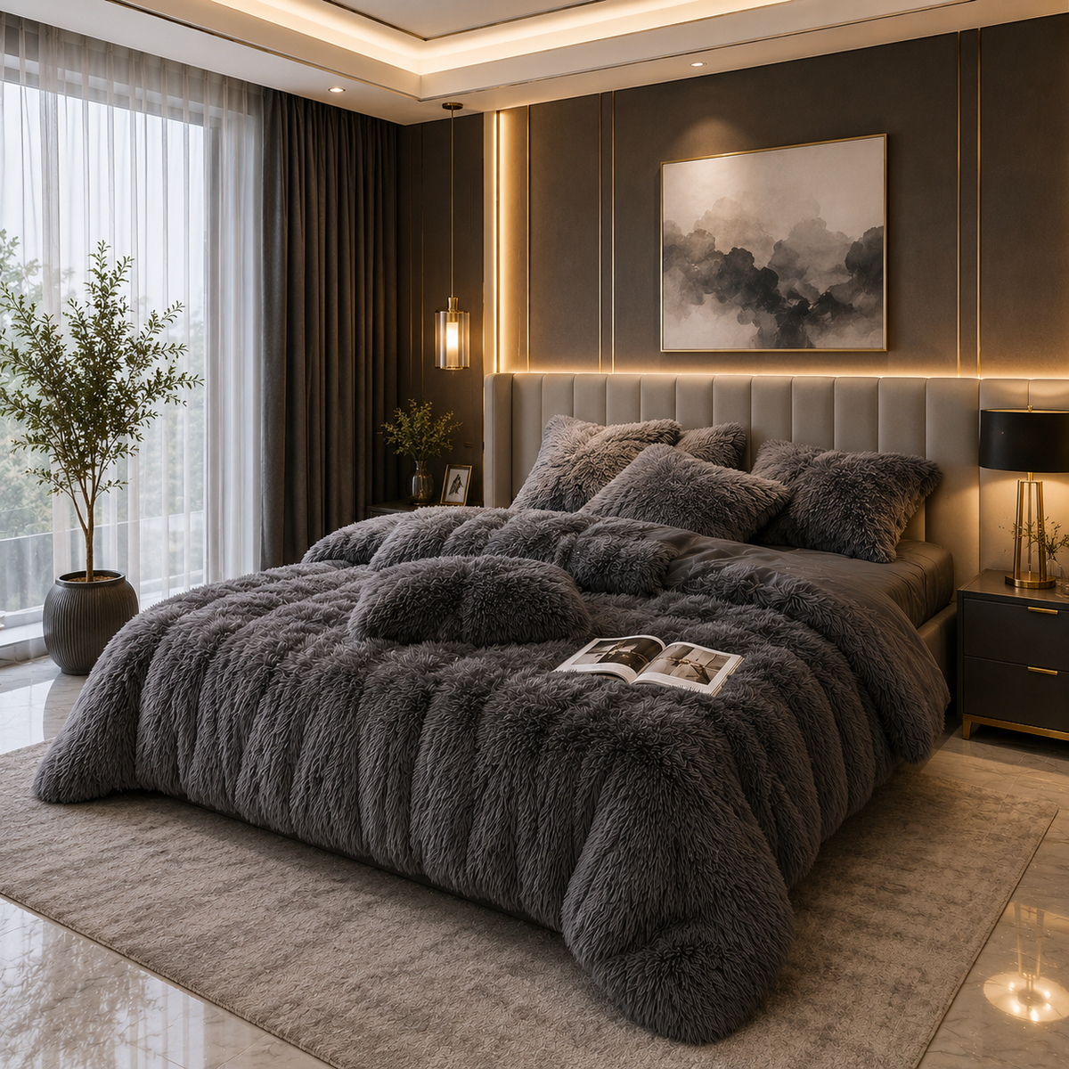 Couvre-Lit en Fausse Fourrure