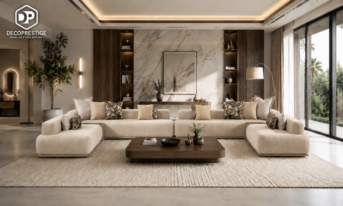 Canapé Panoramique U – Élégance Contemporaine & Confort Premium